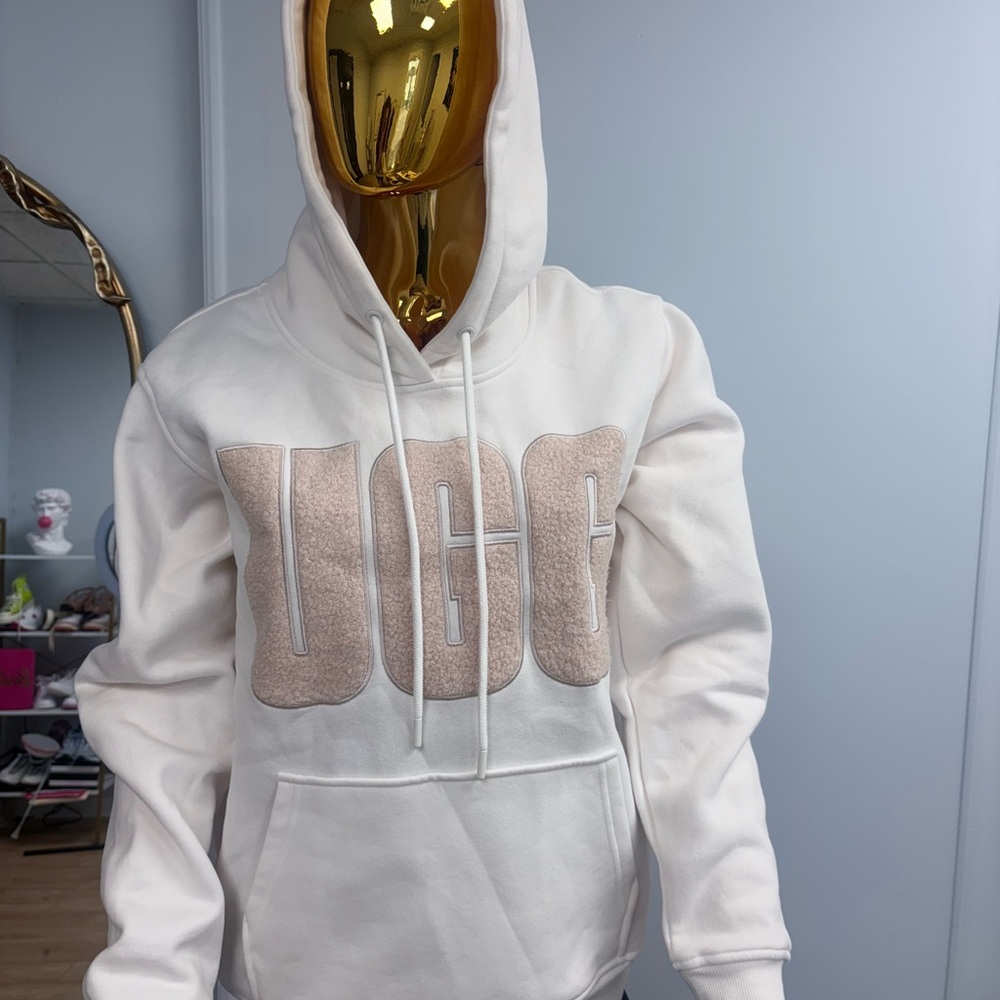 UGG Cream and Tan Logo Hoodie
